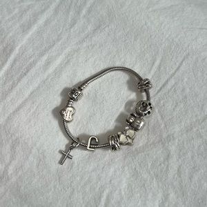 silver pandora bracelet WITH charms